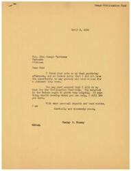 ["The document is from Wesley E. Disney to John Joseph Matthews expressing regret for not being able to say goodbye in person. Disney assures Matthews that he will do his best for the Civilization Fund bill and appreciates any help Matthews can provide. He mentions the helpful material in the Redman and expresses gratitude for Matthews' support."]