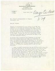 ["The law firm of MacDonald, Files & Barney in Pawhuska, Oklahoma, wrote a letter to Honorable  Wesley E. Disney regarding the Osage Civilization Fund Bill. They thanked him for his efforts in the past and suggested language for an amendment to the bill to appropriate funds for the Osage Tribe. They emphasized the importance of the legislation and urged Disney to ensure its passage in Congress."]