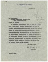["The Secretary of the Interior, Ray Lyman Wilbur, transmits a memorandum from the Commissioner of Indian Affairs regarding H. R. 9753, a bill to confer jurisdiction on the Court of Claims to hear and determine certain claims of the Pawnee Indians against the United States. The memorandum outlines the claims of the Pawnee tribe, including a shortage in the area of their reservation and various land payment disputes. The Commissioner recommends amending the bill to authorize an appropriation of $6,079.50 to settle the outstanding claims of the Pawnee Tribe, rather than referring the claims to the Court of Claims. It is suggested that the bill be amended to title it as a relief bill for the Pawnee Tribe of Indians of Oklahoma."]