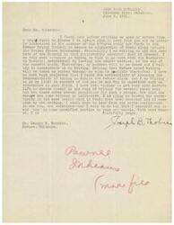 ["The author expresses interest in supporting the Pawnee Tribal Council in their efforts to secure a claim against the United States Government, but is currently occupied with work at the Historical Society. They plan to focus on their writing after leaving the Society at the end of the month. The author is willing to support anyone who takes on the responsibility of handling the Pawnee claim and expresses a desire to return to private life to focus on writing. They also express a willingness to aid Mr. Roberts in his service to his people."]