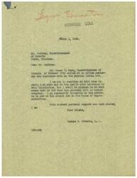 ["Mr. George B. Schwabe, a Member of Congress, received a visit from Mr. Oscar V. Rose, Superintendent of Schools of Midwest City, to discuss the pending Lanham Act. Schwabe expressed his personal favor towards the author of the act and mentioned that he will do what seems best when the proposed bill is before Congress. He also sent letters to Dr. C. C. Mason, Superintendent of Schools in Tulsa, and Mr. Godfrey, Superintendent of Schools in Pryor, informing them about the discussion on the Lanham Act."]