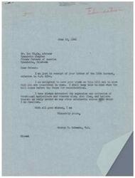 ["The document is a letter from George B. Schwabe, M.C. in response to a letter from Mr. Lee Elgin, Advisor of the Future Farmers of America chapter in Wyandotte, Oklahoma. Schwabe expresses his support for vocational agriculture education and promises to keep Mr. Elgin's views in mind when the bill regarding vocational agriculture comes before the House for consideration. Mr. Elgin had written to Schwabe urging the expansion of vocational agriculture in the state and expressing the need for funding to add vocational agriculture curriculum to schools in their district."]