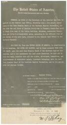 ["This text is a formal proclamation issued by the President of the United States, Woodrow Wilson, granting a fee simple patent to the Home Mission Board of the Southern Baptist Convention for certain land in Oklahoma. The patent is issued in accordance with an order from the Secretary of the Interior and is recorded in the General Land Office. The document specifies the details of the land being granted and affirms the rights and privileges associated with the grant."]