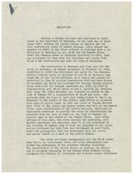 ["The document discusses the history of land ownership and disputes involving the Pawnee Tribe, including the erroneous conveyance of their land by the United States Government. The Pawnee Tribe seeks reparation for the loss of their land and requests $25,000 as indemnification. The resolution was authorized by the Pawnee Indians in a tribal gathering in 1937."]