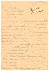 ["The writer, a member of the Picone Indian Junior Council, is requesting to be added to the mailing list for the Congressional Record by Honorable  W. E Seining, who represents the first Congressional district. They also inquire about legal action against a family occupying tribal land without title and seek information on the title to the Fairgrounds Reservation. They ask for updates on these matters and express hope for a favorable response."]