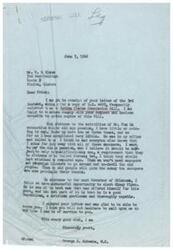 ["The document is a letter from George B. Schwabe to W. H. Klaus in response to a request for a copy of H.R. 4497, known as the Indian Claims Commission Bill. Schwabe expresses his views on old age pension and the upcoming election for Governor of Oklahoma, recommending Olney Flynn as a candidate. He also mentions his opposition to snoopers and campaign followers interfering with pension payments. Schwabe offers his assistance to Klaus and signs off sincerely."]
