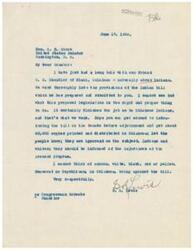 ["The author of the letter, S. R. Lewis, discusses a conversation he had with O. K. Chandler about Indian legislation in Oklahoma. He believes that the proposed bill is the right thing to do and urges Senator E. H. Moore to introduce it in the Senate before adjournment. He also suggests printing and distributing copies of the bill in Oklahoma to inform the public about the injustices faced by Indians. Lewis believes that the bill will be supported by people of all races and political affiliations in Oklahoma."]