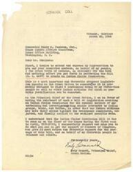 ["The Principal Chief of the Creek Nation of Indians in Oklahoma expresses appreciation for efforts to create an Indian Claims Commission to settle claims against the United States. He believes that the current court system is insufficient to address these claims due to technicalities and moral considerations. The Chief recommends the establishment of an Indian Claims Commission to settle claims based on moral considerations, rather than just legal and equitable grounds. He outlines the need for a fair and flexible process to address these claims and highlights specific claims that remain unresolved."]