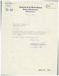 ["In this text, Congressman W. G. Stigler is referring a constituent's letter to Honorable G. B. Schwabe for handling. The constituent expresses appreciation for Stigler's interest in introducing two measures and requests copies of the bills for distribution to committee members. The constituent also asks for a copy of the last report and record."]