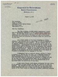 ["George B. Schwabe, a member of the House of Representatives from Oklahoma, writes to President Harry S. Truman in support of William C. Lewis, a Chickasaw Indian, for appointment as a commissioner under the Indian Claims Commission Bill. Schwabe highlights Lewis' qualifications, including his legal background, public service, and military experience. Lewis is described as a well-qualified candidate with a strong background in Indian affairs and legal expertise."]