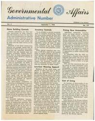 ["The document discusses various government controls and regulations in place during the post-war period, including controls on home building, inventory, and pricing of new automobiles. There is a disagreement within the government on when and how to relax these controls, with some advocating for immediate revocation while others argue for a gradual approach. Additionally, there are discussions on extending retail pricing controls to clothing to ensure affordability for consumers. The cost of living has increased slightly, but efforts are being made to keep prices stable and prevent inflation."]