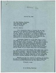 ["The document is a response to a letter from Egon Koehler regarding the labor situation. Congressman Schwabe is eager to hear the views of the people in his district and has made efforts to connect with them. The document expresses gratitude for Koehler's input and assures that his views will be considered when discussing legislation. Koehler also shares his opposition to the President's \"Fact Finding Board\" and suggests overhauling labor legislation to be pro-United States and address various issues related to labor disputes."]