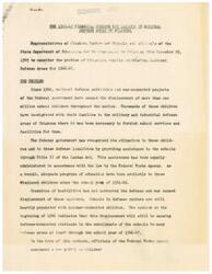 ["Officials from Oklahoma Lanham Act Schools and the State Department of Education met to discuss the financial outlook for schools in National Defense Areas for the 1946-47 school year. Despite the displacement of children due to national defense activities, the Federal Works Agency announced they would not seek further appropriations for school assistance. This decision poses challenges for schools in defense areas, as they may not be able to provide adequate education programs without federal assistance. School leaders in defense areas acknowledge the need for federal assistance but are reluctant to rely on it permanently."]