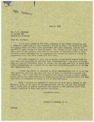 ["The document dated June 5, 1946 from C.T. Hardeman to George Schwabe expresses concern about the power of labor leaders, the negative impact of strikes on the economy, the need for legislation to prevent disruptive strikes, and the importance of Congress taking action to address these issues promptly. Hardeman also discusses the need for the United States to strengthen its industrial economy in order to protect itself from external threats."]