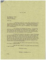 ["The first letter is from George B. Schwabe to Daniel M. Byrne, agreeing with Byrne's complaints about the leniency shown to labor unions and John L. Lewis by the Administration. Schwabe believes that the strikes are damaging the economy and threatening the government, and calls for stronger action to prevent further strikes. The second letter is from Byrne to Schwabe, asking for action to be taken against John L. Lewis and his strikes, suggesting that labor unions should be regulated similar to big companies under trust laws. Byrne urges immediate action to prevent further damage to the United States."]