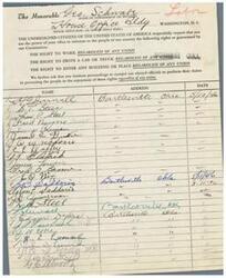 ["The document is a letter addressed to a congressman or senator requesting the reinstatement of certain rights for American citizens, including the right to work regardless of any union, the right to drive a car or truck regardless of any union, and the right to enter any building or place regardless of any union. The document also asks for action to be taken to ensure that elected union officials protect these rights for the people."]