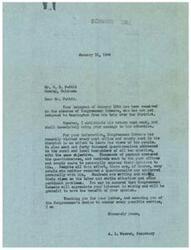 ["The document is a response to a telegram from Mr. H. B. Pettit expressing frustration with the lack of action from Congressman Schwabe regarding strikes and union issues. The secretary assures Pettit that the Congressman has been actively seeking the opinions of constituents through questionnaires and personal meetings, and will appreciate his input. Congressman Schwabe is expected to return to Washington soon and will be made aware of Pettit's message."]