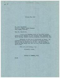 ["Jack Mansfield writes to Honorable  George B. Schwabe expressing his views on labor unions, federal housing programs, and cooperatives. He believes that the American business class should not be dominated by labor unions and that private industry should be allowed to address housing shortages. Mansfield also raises concerns about the tax advantages enjoyed by cooperatives and requests Schwabe's attention to these issues. Schwabe responds, thanking Mansfield for his input and stating that they see eye to eye on these matters."]