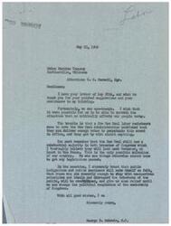 ["The document is a letter from George B. Schwabe to the Union Machine Company, discussing their shared opposition to labor racketeers and the New Deal Administration. Schwabe expresses hope for a change in Congress in the upcoming election and emphasizes the importance of public sentiment in holding politicians accountable. The Union Machine Company also expresses their opposition to special privileges for any group, including unfair strikes and forced welfare funds."]