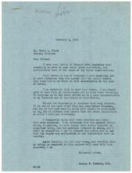["The document is from Mr. Elmer L. Clark to Congressman George B. Schwabe, expressing concern about the influence of union labor activities, particularly the heads of labor organizations. Mr. Clark requests that a law be passed to limit the power of unions, specifically mentioning his disapproval of John L. Lewis being the President of the United States. Congressman Schwabe acknowledges Mr. Clark's views and assures him that Congress is discussing the issue, with a focus on protecting the rights of the public in any legislation enacted. Schwabe expresses his commitment to representing his constituents and the nation."]