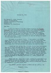 ["The document is a letter from George B. Schwabe to Webster N. Jones, acknowledging receipt of a proposed labor act sent by Mr. A. W. Robertson. Schwabe mentions his son's visit and plans to manage his farms in Oklahoma. He also expresses his determination to visit Pittsburgh and wishes Mrs. Haire a happy 95th birthday. Jones, in a previous letter, had informed Schwabe about the labor act and mentioned his upcoming visit to Pittsburgh and his mother's 95th birthday celebration."]