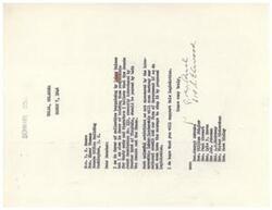 ["The author of the letter is in favor of collective bargaining by labor unions but believes they should be held responsible for their actions. They support Senate Joint Resolution No. 133 introduced by Senator Byrd of Virginia to address unlawful activities by labor unions. The author urges Senators Moore and Thomas to support this legislation to prevent damage to the national credit and form of government."]