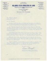 ["The document is from Dean Baugh, Executive Secretary of the Oklahoma State Federation of Labor, urging Honorable  George B. Schwabe to support the President's unemployment compensation plan in order to protect workers who lost their jobs after the war. Baugh highlights the increased cost of living during the war and the need for financial support for workers who are struggling to make payments on their homes and furniture. Baugh argues that just as industry received subsidies during the war, labor should also be entitled to protection during the reconversion period."]
