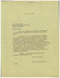 ["The author acknowledges receipt of a letter protesting a labor draft bill and expresses skepticism about the bill's chances of passing in its current form. They mention that many amendments are being considered and express opposition to the bill as it stands. The author thanks the recipient for their interest and comments on the measure."]