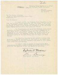 ["The document is from the Oklahoma State Committee to Defeat the Un-Equal Rights Amendment to Hon George B. Schwabe expressing their opposition to the Equal Rights Amendment. The committee is made up of various national organizations and they are requesting Schwabe's opinion on the amendment before their next meeting. They also believe that resolutions proposing constitutional amendments should be put on hold for the duration of the war."]