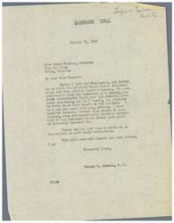 ["George B. Schwabe, a member of Congress, is asking Norma Wheaton, an attorney, to provide more information about the proposed Equal Rights Amendment. He has received letters both in favor and against the amendment and is seeking Wheaton's expertise on the matter. Schwabe is eager to hear her thoughts on the subject."]