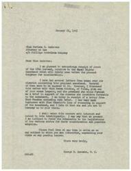 ["The document consists of a series of letters exchanged between Darlene G. Anderson, an attorney at Phillips Petroleum Company, and George B. Schwabe, a member of the House of Representatives, regarding the proposed Equal Rights Amendment. Darlene urges George to support the amendment, stating that it will grant women legal equality with men and improve their status. George acknowledges receiving the information and expresses interest in the amendment, indicating he may favor its submission to state legislatures for consideration. Darlene offers further assistance and information on the matter if needed."]