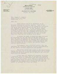 ["The document is from Merton M. Bulla to Honorable  George B. Schwabe, expressing opposition to the enactment of a National Service Act in the country. Bulla argues that such an act would go against democratic principles and militarize the civilian population and economy. He believes that the people of the country are against unnecessary regimentation and that soldiers want to return to a free country."]