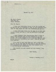 ["Joe T. Rogers writes to George B. Schwabe, a House of Representatives member, expressing his opposition to a proposed labor draft law. Rogers believes there is no shortage of manpower and sees the law as a way for the government to control and oppress workers. He urges Schwabe to oppose the legislation and work with other Republicans to block New Deal measures. Rogers questions the government's honesty and transparency in handling the war effort and suggests using surplus government employees for labor instead of implementing a draft. Schwabe responds to Rogers, acknowledging his letter and thanking him for the information and support. Schwabe indicates that Rogers' testimonial will be considered when voting on relevant measures. Schwabe also expresses appreciation for Rogers' input and encourages him to continue offering suggestions and advice."]