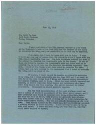 ["The document is a letter from George Schwabe to Early R. Cass discussing the President's veto of the Case Bill and the failure of the House to override it. Schwabe expresses agreement with Cass's views and concerns about the power of labor unions. He notes that he voted to override the veto and criticizes the New Deal Administration for appeasing labor unions. Schwabe predicts that labor will suffer the most from the actions of union bosses and urges Cass to continue fighting against the increasing power of unions."]