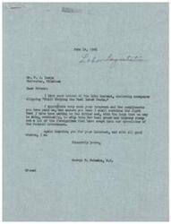 ["Mr. George B. Schwabe, a congressman, thanks Mr. W. J. Lewis for his interest and compliments in fighting against the New Deal crowd and foreignisms in the Federal Government. He expresses his determination to continue the fight and appreciates the support."]