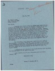 ["Early R. Cass wrote a letter to George Schwabe expressing concern over recent Supreme Court decisions favoring labor unions and urging Congress to clarify laws regarding extortion by union officials. He also encouraged Schwabe to continue fighting against New Deal regulations. Schwabe responded, stating he voted against the New Deal and agreed with Cass's analysis of the Supreme Court decisions. He also mentioned his support for postponing the enactment of any new laws until after the 1947 elections."]