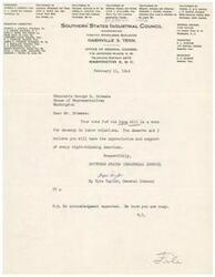 ["The document lists the members and offices of the Southern States Industrial Council, including the President, Vice-Presidents, General Manager, General Counsel, Treasurer, Secretary, and Executive Committee. It also mentions a letter to Honorable George B. Schwabe regarding the Case bill and expresses support for his vote on the matter."]