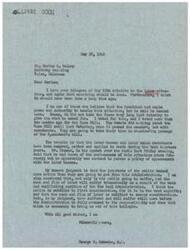 ["George B. Schwabe, a member of Congress, is expressing his frustration with the labor situation and the New Deal Administration's handling of it. He believes that the interests of the public should be the primary concern, rather than appeasing labor bosses. He also criticizes President Truman for not taking action sooner. Schwabe received a telegram from Marian A. Halsey urging him to support the President's demands for legislation against strikes, which he agrees with."]
