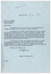 ["The document is discussing the labor situation and the President's veto of the Case Bill, which aimed to pass permanent legislation regarding labor. The writer believes the President is delaying passing legislation until after the election. The recipient of the letter is thanked for their views and encouraged to continue sharing their thoughts."]