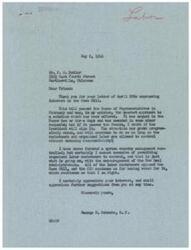 ["The document from Mr. Schwabe to Mr. Butler discusses the Case Bill, which is aimed at holding unions and union officials responsible for their actions. Schwabe expresses concern about organized labor racketeers controlling the situation and opposes allowing foremen to belong to the same union as the employees they supervise. Butler expresses support for the Case Bill and agrees with the need for accountability for unions and union officials."]