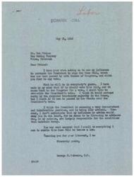 ["The document is a letter from George B. Schwabe to Rex Pinson, discussing the Case Bill that has been passed by Congress and may be vetoed by the President. Schwabe states that he will vote to over-ride the President's veto if necessary, but doubts it will pass in the Senate. He criticizes the President's position and advisors, and assures Pinson that he will do everything he can to help the Case Bill become a law. Pinson had previously requested Schwabe's influence to persuade the President to sign the bill."]