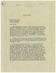 ["The document is a letter from Congressman George Schwabe discussing the Case Bill, which was vetoed by President Truman. Schwabe voted to override the veto and expresses frustration with the President's inconsistency in regards to labor laws. The document also mentions the influence of labor union bosses and racketeers on Congress. Another letter from a constituent encourages Schwabe to continue fighting for equality and justice."]