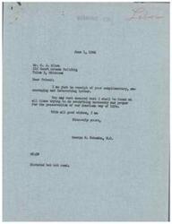 ["The document is a letter from C. J. Allen to George B. Schwabe discussing the need for labor laws to protect the American public and expressing support for Schwabe's efforts in Congress. Allen also criticizes organized labor and the Office of Price Administration, and pledges support for Schwabe's reelection. He also mentions a recent news headline about trainmen having a large amount of money in their treasury."]