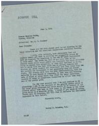 ["The document is discussing the labor situation in the country and suggesting that changes need to be made to labor laws in order to restore normalcy and prosperity. The writer proposes that labor unions be held accountable by incorporating them, subjecting them to corporate taxes, and allowing civil suits for breaking contracts. They also suggest restrictions on unions controlling natural resources from striking. The document urges the recipient, George Schwabe, to take action in Congress to address these issues."]