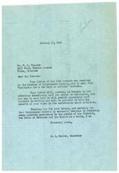 ["The document is a response to Mr. W. H. Penrose's concerns about the union situation and his difficulties finding work as a machinist. The document assures him that Congressman Schwabe will be made aware of his letter and appreciates his views. The writer acknowledges Mr. Penrose's frustrations with unions and promises to assist in any way possible."]
