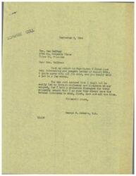 ["Mrs. Ben Heffner wrote a letter to George B. Schwabe expressing her disagreement with British attempts to have a capitalistic country finance their socialistic endeavors. Schwabe agrees with her sentiments and assures her that he will not easily be swayed by British diplomacy."]
