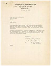 ["The Thomas & Howard Company in Charlotte, N.C. supports Representative Schwabe's stance on stopping wild borrowing and spending. They applaud his questioning of whether the United States should continue to borrow money to lend to other countries. The document also mentions plans for improvements in Belmont, a commendation received by a Charlottean in the Navy, and a statement by Schwabe that the United States should focus on paying its own debts instead of borrowing more money."]