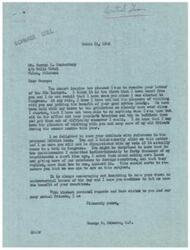 ["In a letter dated March 11, 1946, George B. Schwabe expresses pleasure at receiving a letter from George M. Canterbury and discusses their shared views on the proposed British Loan. Schwabe mentions that his constituents overwhelmingly oppose giving more loans to foreign countries. Canterbury, in a letter dated March 8, 1946, also expresses opposition to the British loan, citing concerns about being dragged into defending the British empire and the warnings of the founders of the nation to stay out of European politics. Both letters express mutual respect and best wishes."]
