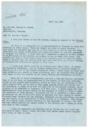 ["The document is from Representative George B. Schwabe to Mr. and Mrs. Charles W. Varvel, in response to their letter urging his support for the British loan. Schwabe expresses his opposition to the loan, stating that the majority of citizens in his district are also against it. He believes that giving a loan to England will not benefit the US and that it is important to prioritize American interests. Schwabe is firm in his stance against the loan and appreciates the Varvel's' views on the matter."]