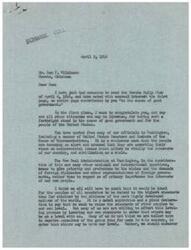 ["The document is from George B. Schwabe to Sam F. Wilkinson, praising him for his stand on good government and criticism of the New Deal Administration's foreign policy. Schwabe also discusses the issue of borrowing money from citizens to lend to foreign countries and shares the results of a survey he conducted in Nowata County. The majority of respondents disagreed with continuing to borrow money for foreign countries. Schwabe expresses appreciation for Wilkinson's contribution to the Nowata Daily Star and thanks him for his public spirited act."]